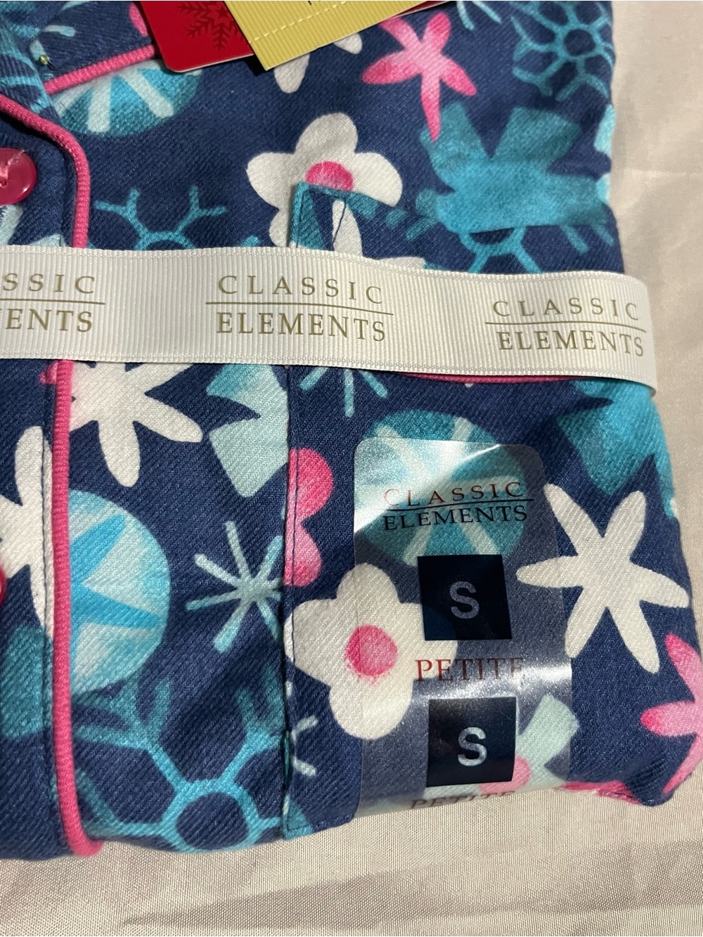 Classic Elements Navy Floral Pajama Set Women’s Size Small Petite New with Tags - Picture 2 of 5